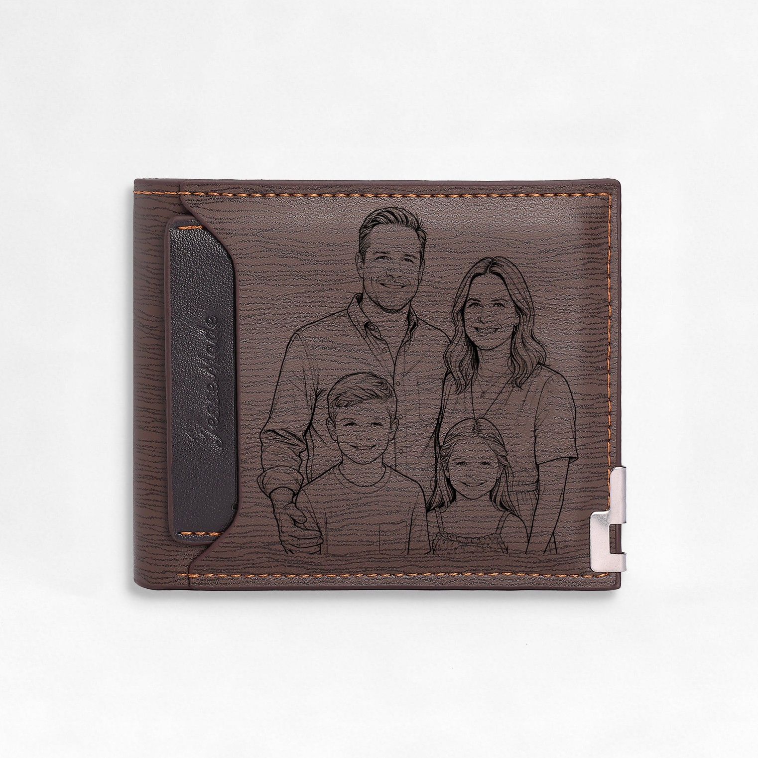 Personalisierte Herren‑Geldbörse mit Foto‑Gravur oder Monogramm Slim Bifold