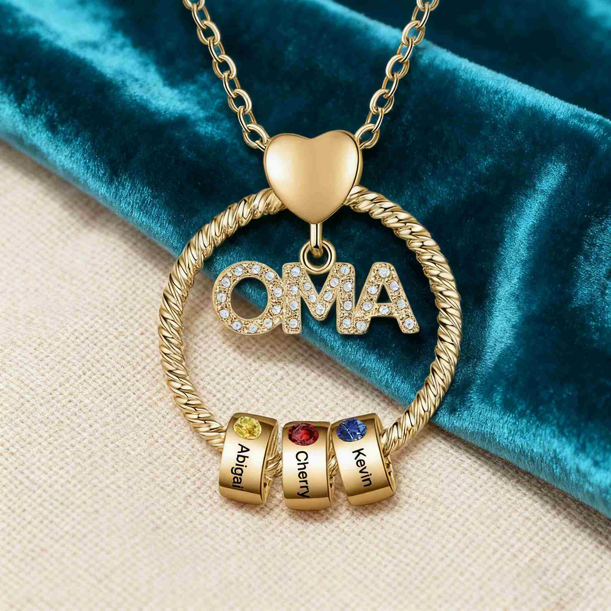 Personalisierte 1-5 Namen Gravur "OMA" Halskette mit 1-5 Geburtssteinen
