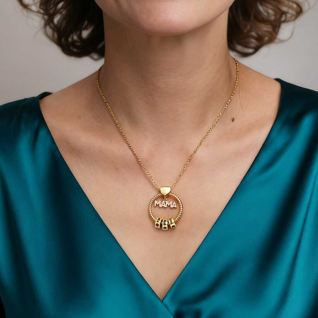Personalisierte 1-6 Name Gravur MAMA Halskette mit 1-6 Geburtsstein