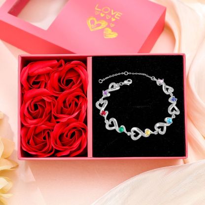 Personalisierte 2-7 Namen Infinity Armband mit 2-7 Geburtssteinen