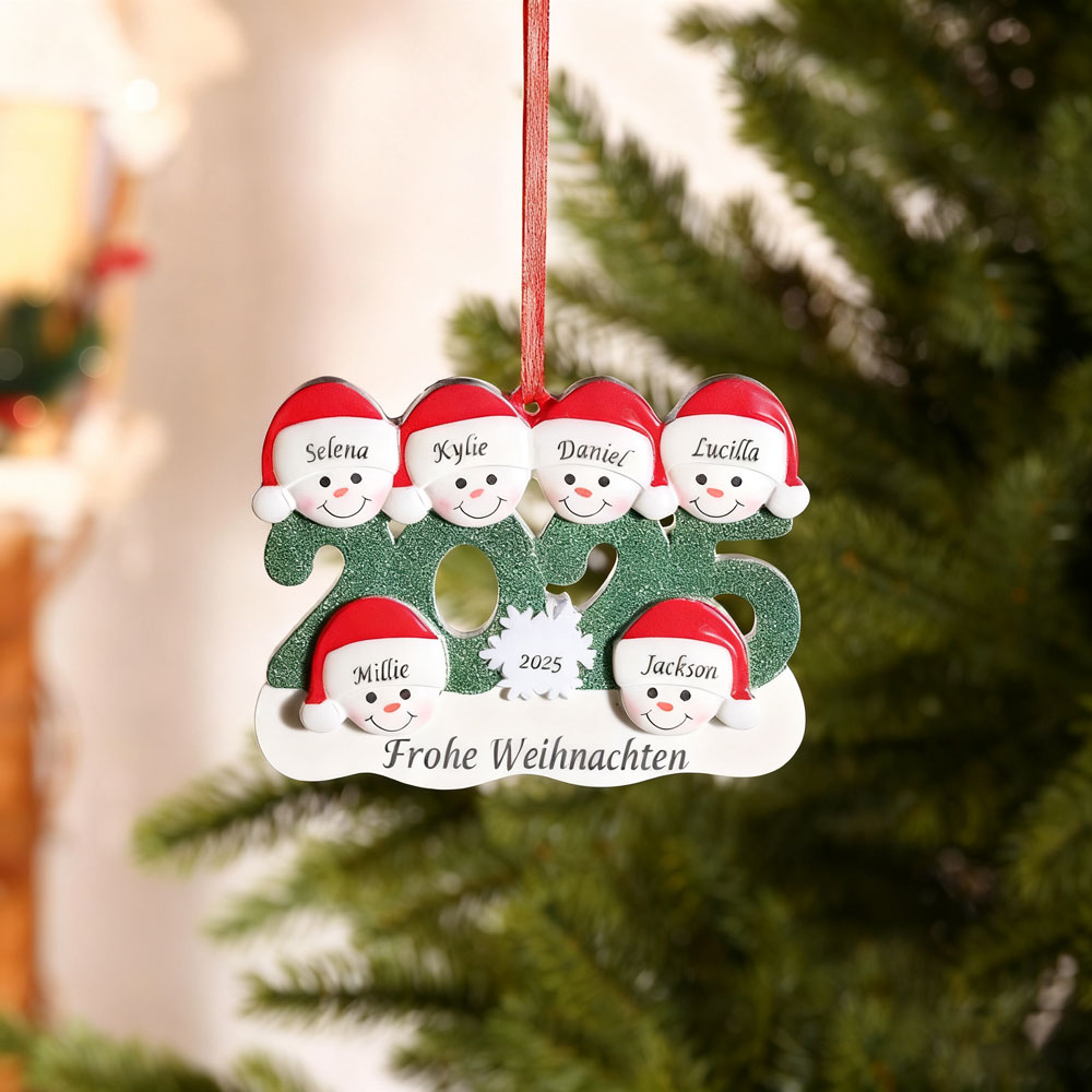 2025 Schneemann Schneeflocke Weihnachtsanhänger personalisierte — "Frohe Weihnachten"