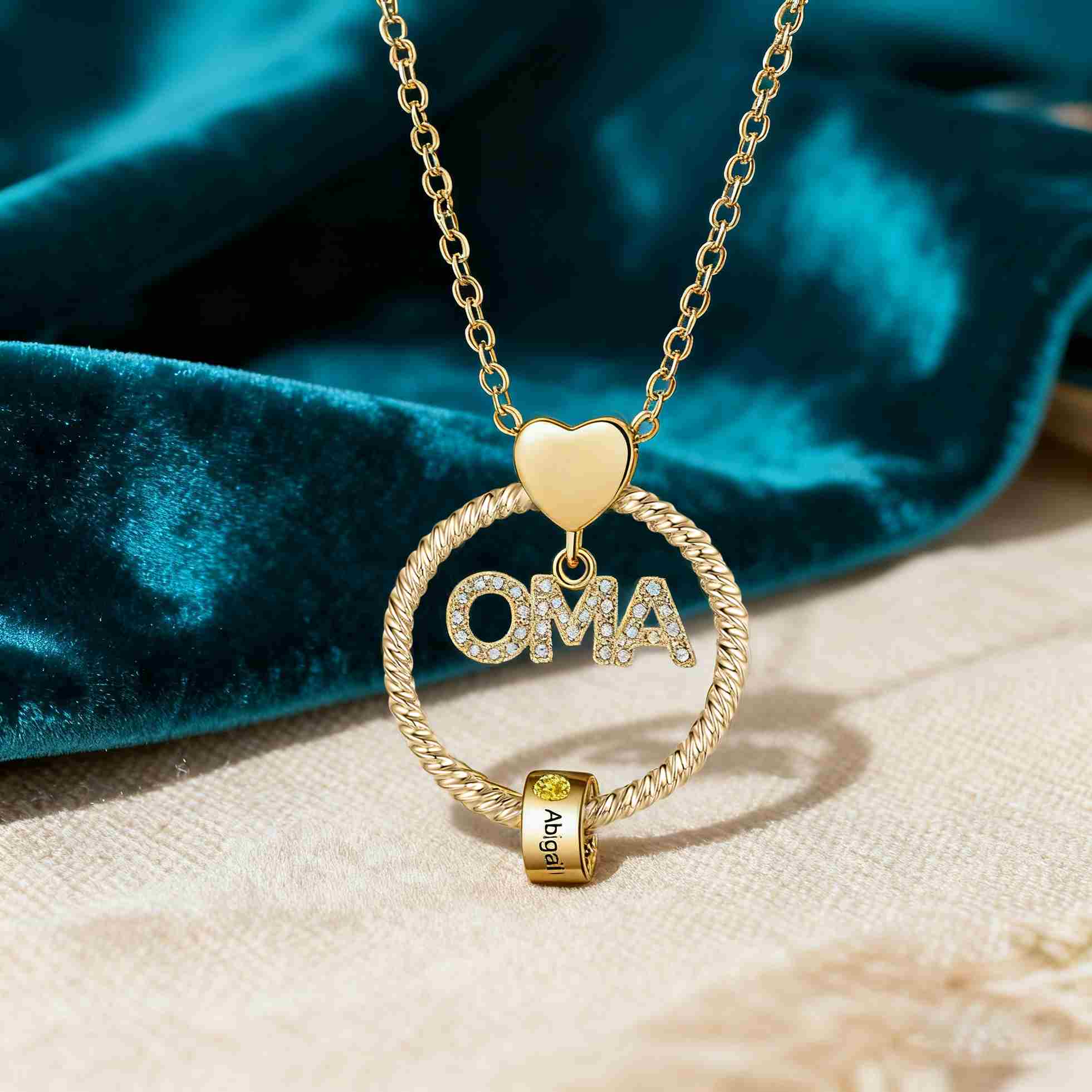 Personalisierte 1-5 Namen Gravur "OMA" Halskette mit 1-5 Geburtssteinen