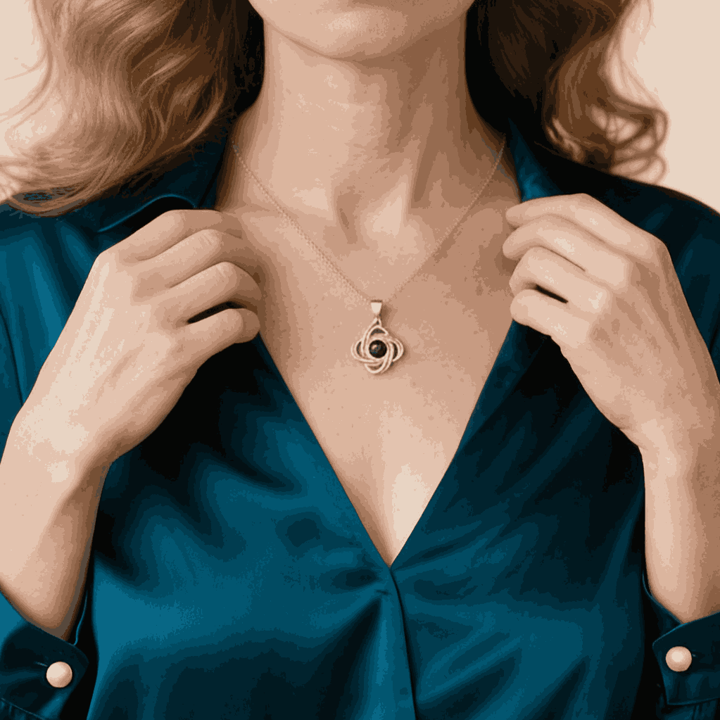 Personalisierte Foto Glücksvierblatt Projektion Halskette mit Zirkonia