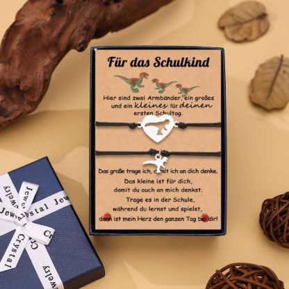 Dinos Armbänder Set mit 2 & 3 Ketten-Für das Schulkind-Schulanfang Geschenk mit Nachrichtenkarte