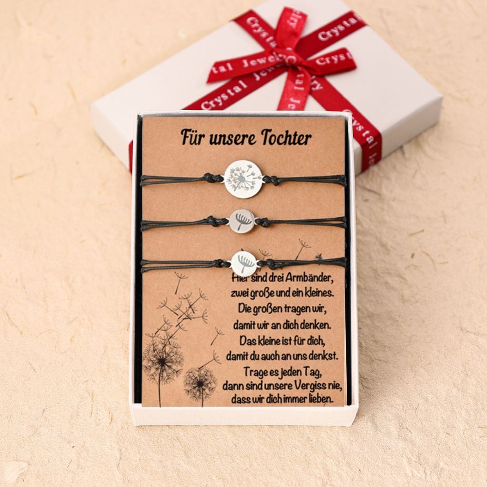 Löwenzahn Armbänder Set-Für das Schulkind-Schulanfang Geschenk mit Nachrichtenkarte