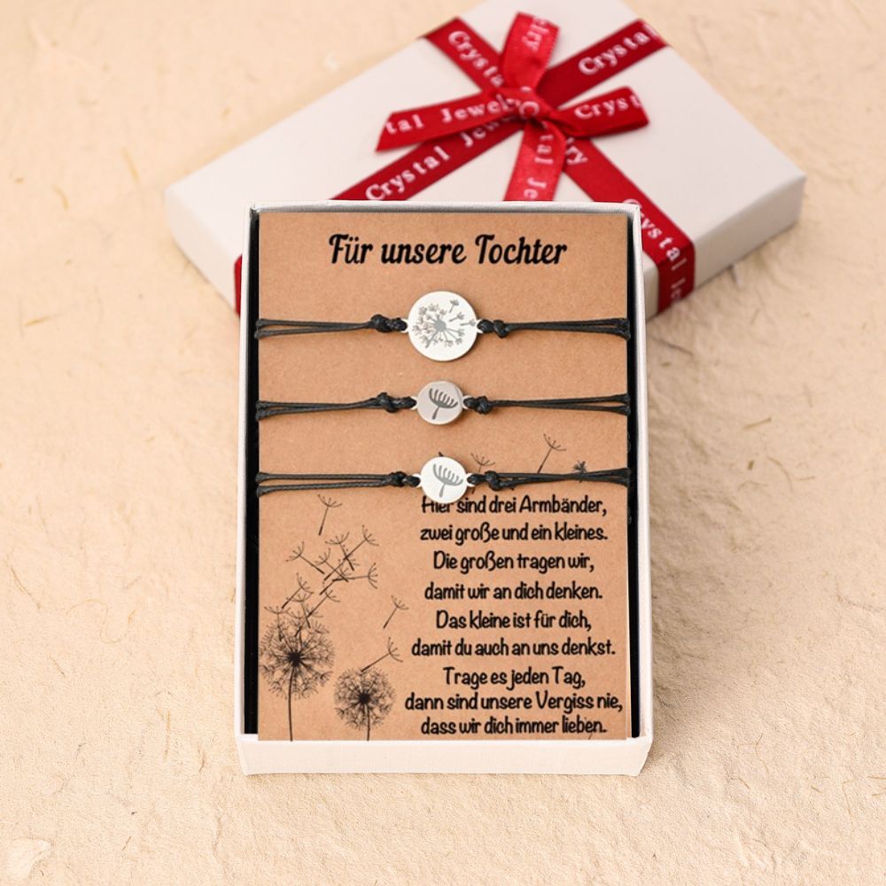 Löwenzahn Armbänder Set-Für das Schulkind-Schulanfang Geschenk mit Nachrichtenkarte