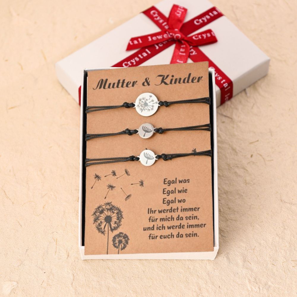 Löwenzahn Armbänder Set-Für das Schulkind-Schulanfang Geschenk mit Nachrichtenkarte