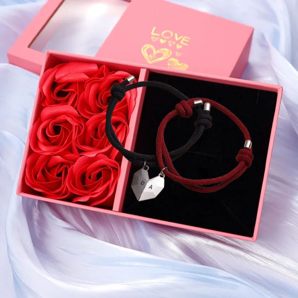 Personalisierte Buchstabe Paar Herz Magnet Armbänder