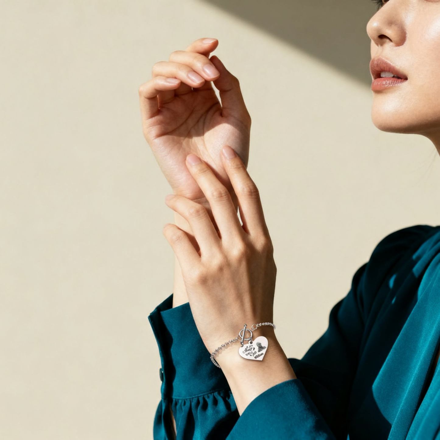 Personalisierte 1 Name & Foto Edelstahl Armband mit Herzanhänger Ich werde dich bei mir tragen bis ich dich wiedersehe Geschenk mit Nachrichtenkarte