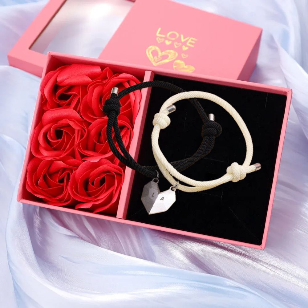 Personalisierte Buchstabe Paar Herz Magnet Armbänder