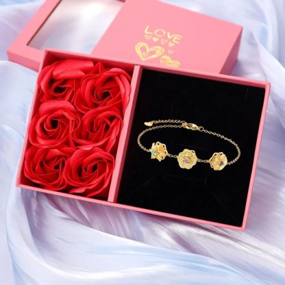 Personalisiertes Damenarmband mit 2-4 Geburtssteinen und Geburtsblumen, drehbares Armband für Damen