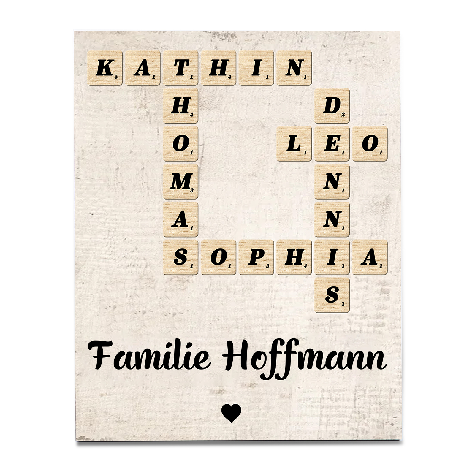 Personalisierte 2-12 Namen & Text Holzbild mit Familien Scrabble-Namen – Geschenk für Familie