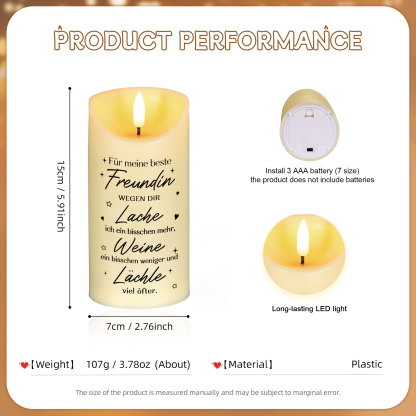 Personalisierbare 2 Namen Hand-in-Hand LED-Kerze – Danke, dass du meine nicht-biologische Schwester bist – Geschenk für Beste Freundin