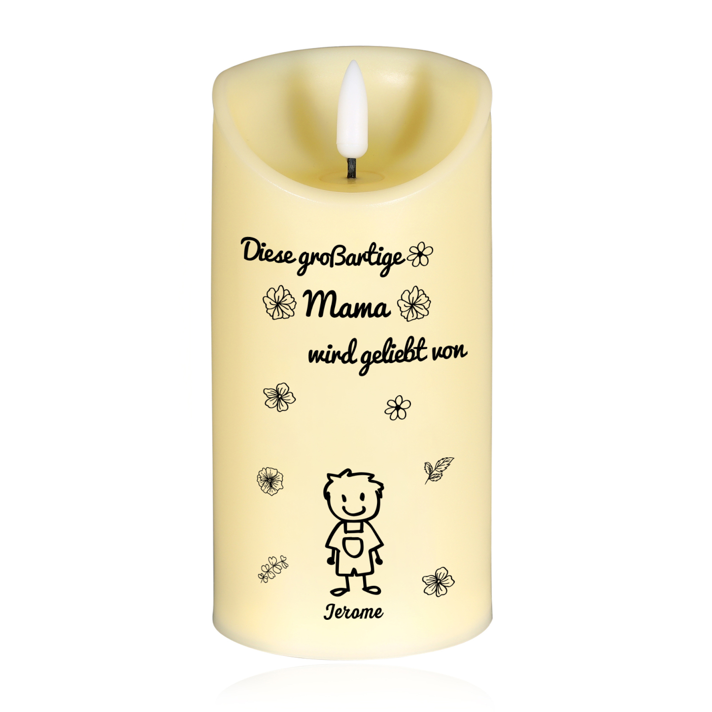 Personalisierte LED-Kerze mit 1 Name & Muster – Diese großartige Mama wird geliebt von.. – perfektes Geschenk für Mama