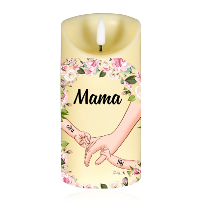 Personalisierbarer mit 1-10 Namen LED-Kerze für Mutter – Hand in Hand