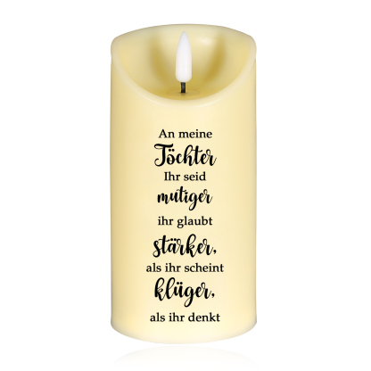 Personalisierbare LED-Kerze mit Namen & Text - Du bist mutiger, als du glaubst stärker- Mama & Tochter