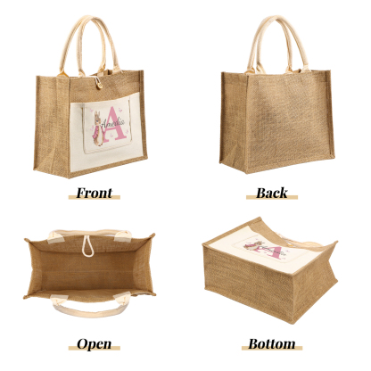 Personalisierbarer Name & Buchstabe Ostern Leinen Hase Tasche