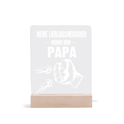 Personalisierte 3 Namen & Text PAPA Faust Nachtlicht- Meine Lieblingsmenschen nennen mich Papa-Geschenk für Vater-Unsere Familie