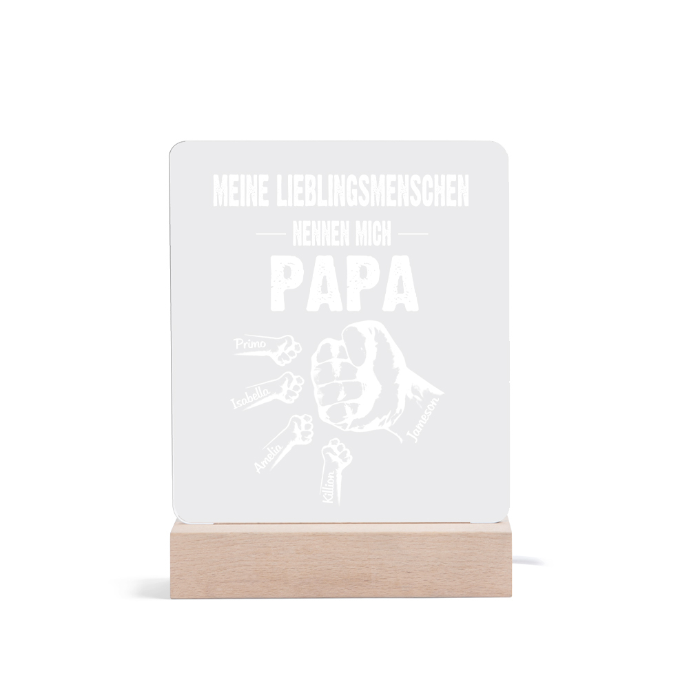 Personalisierte 5 Namen & Text PAPA Faust Nachtlicht- Meine Lieblingsmenschen nennen mich Papa-Geschenk für Vater-Unsere Familie