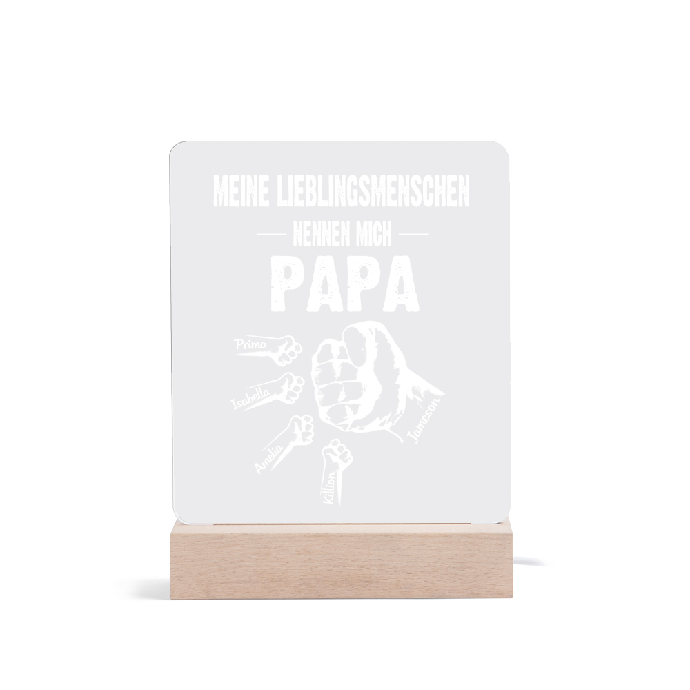 Personalisierte 5 Namen & Text PAPA Faust Nachtlicht- Meine Lieblingsmenschen nennen mich Papa-Geschenk für Vater-Unsere Familie