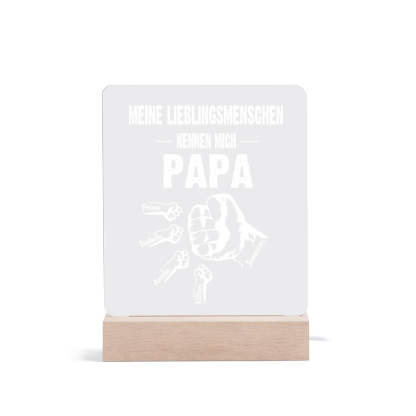 Personalisierte 5 Namen & Text PAPA Faust Nachtlicht- Meine Lieblingsmenschen nennen mich Papa-Geschenk für Vater-Unsere Familie