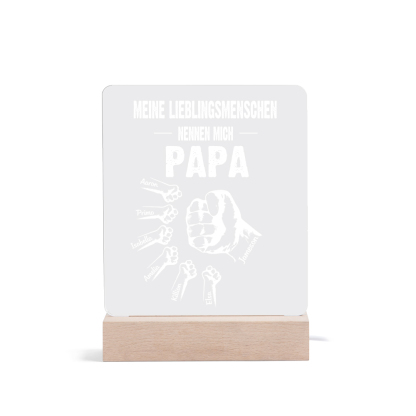Personalisierte 7 Namen & Text PAPA Faust Nachtlicht- Meine Lieblingsmenschen nennen mich Papa-Geschenk für Vater-Unsere Familie