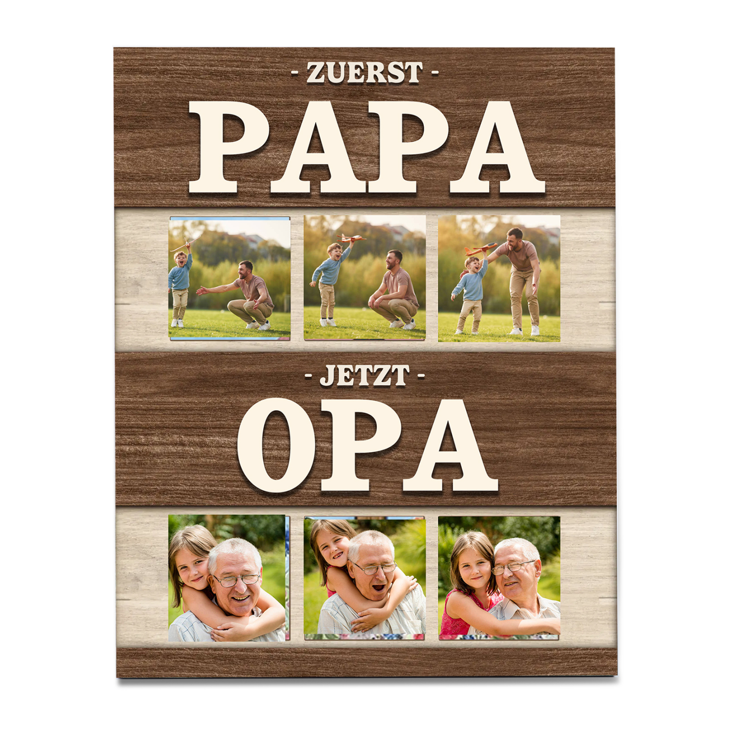 Holzbild-Personalisierte 6 Fotos-zuerst Papa, jetzt Opa