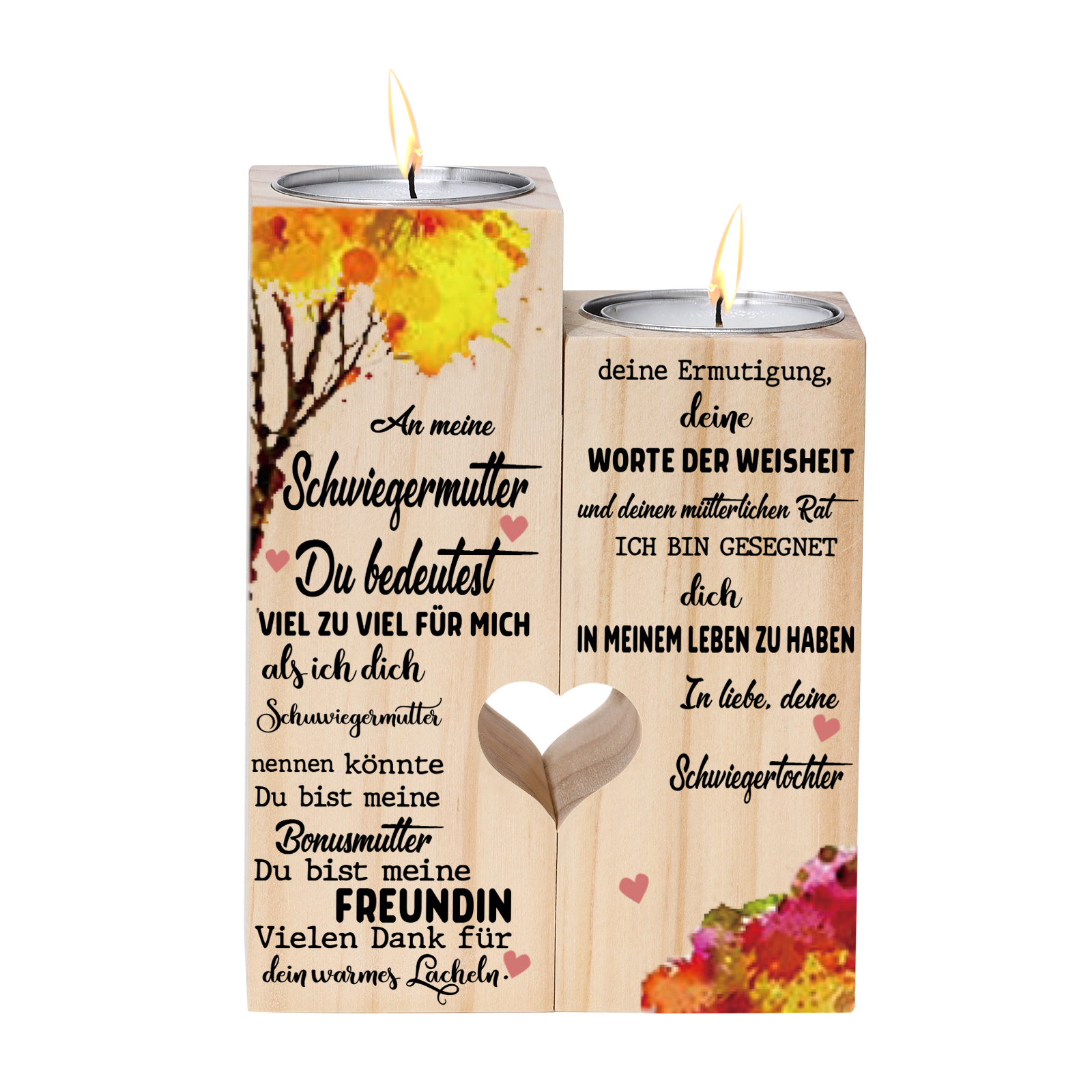 An Meine Schwiegermutter von Schwiegertochter - Holz Kerzenhalter - Kerzenständer für Schwiegermutter