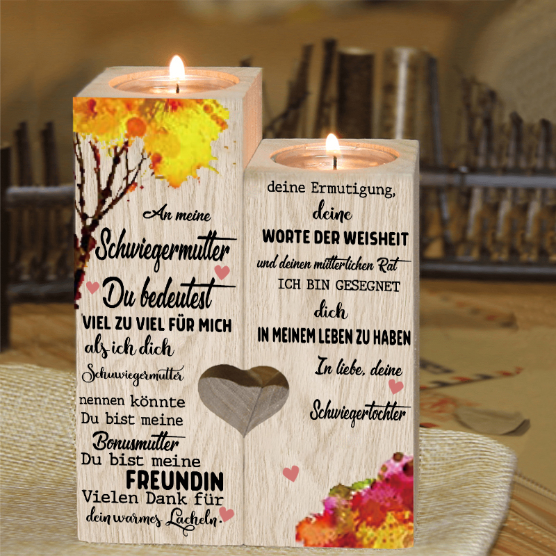 An Meine Schwiegermutter von Schwiegertochter - Holz Kerzenhalter - Kerzenständer für Schwiegermutter
