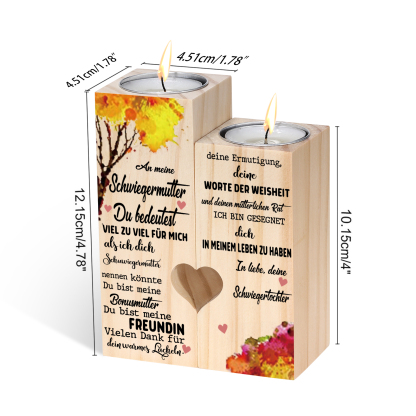An Meine Schwiegermutter von Schwiegertochter - Holz Kerzenhalter - Kerzenständer für Schwiegermutter