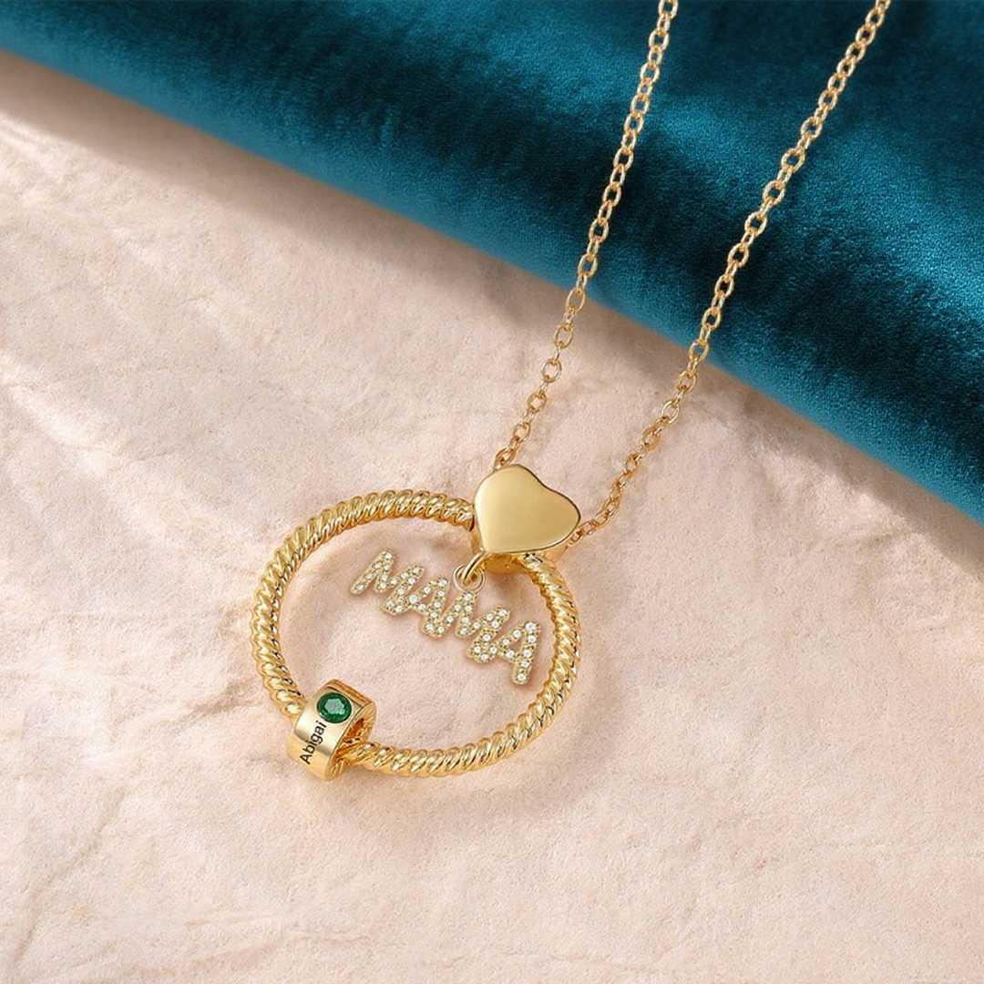 Personalisierte 1-6 Name Gravur MAMA Halskette mit 1-6 Geburtsstein