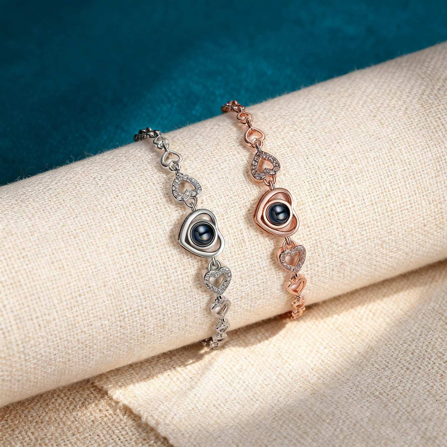 Personalisiertes Foto Herz Projektion Armband mit Herz Kette