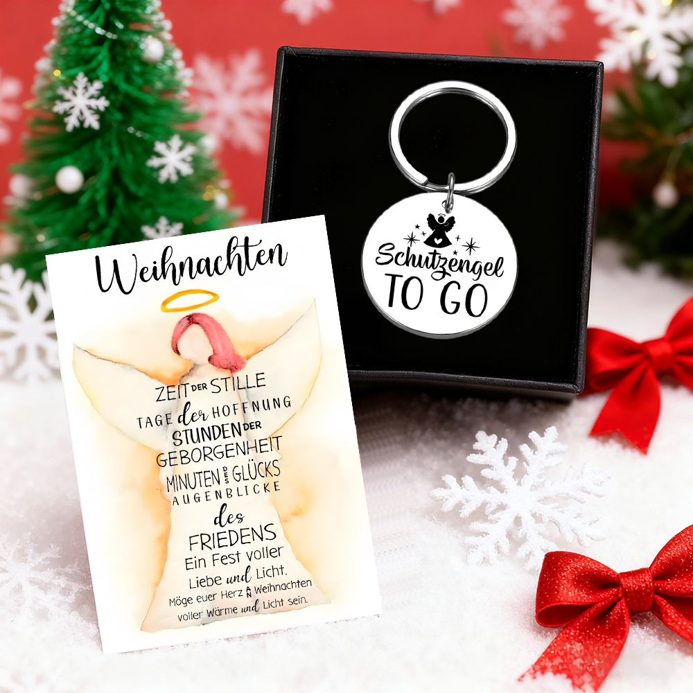 Personalisierter Schlüsselanhänger „Schutzengel TO GO“ mit Foto – Weihnachtsgeschenk mit Karte