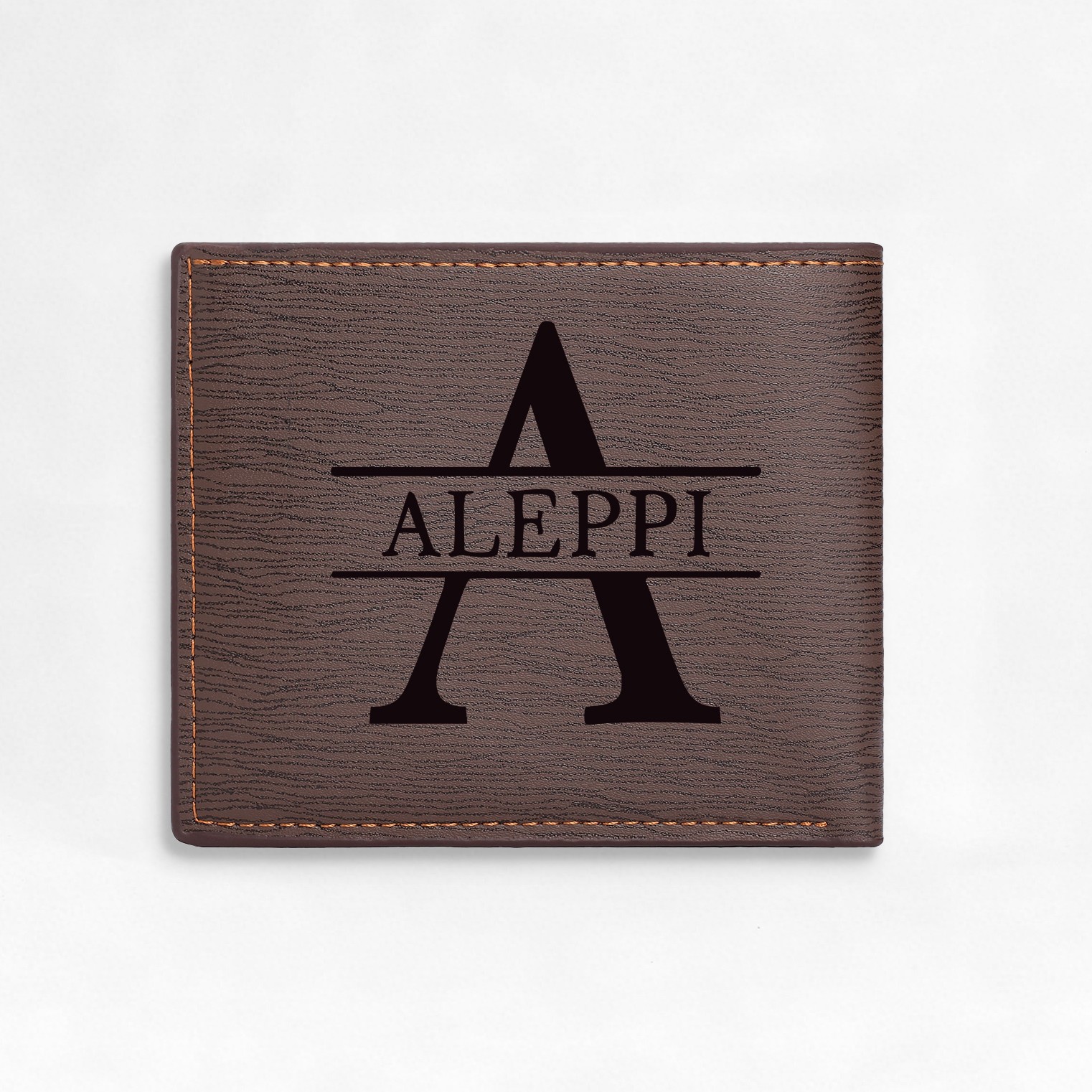 Personalisierte Herren‑Geldbörse mit Foto‑Gravur oder Monogramm Slim Bifold