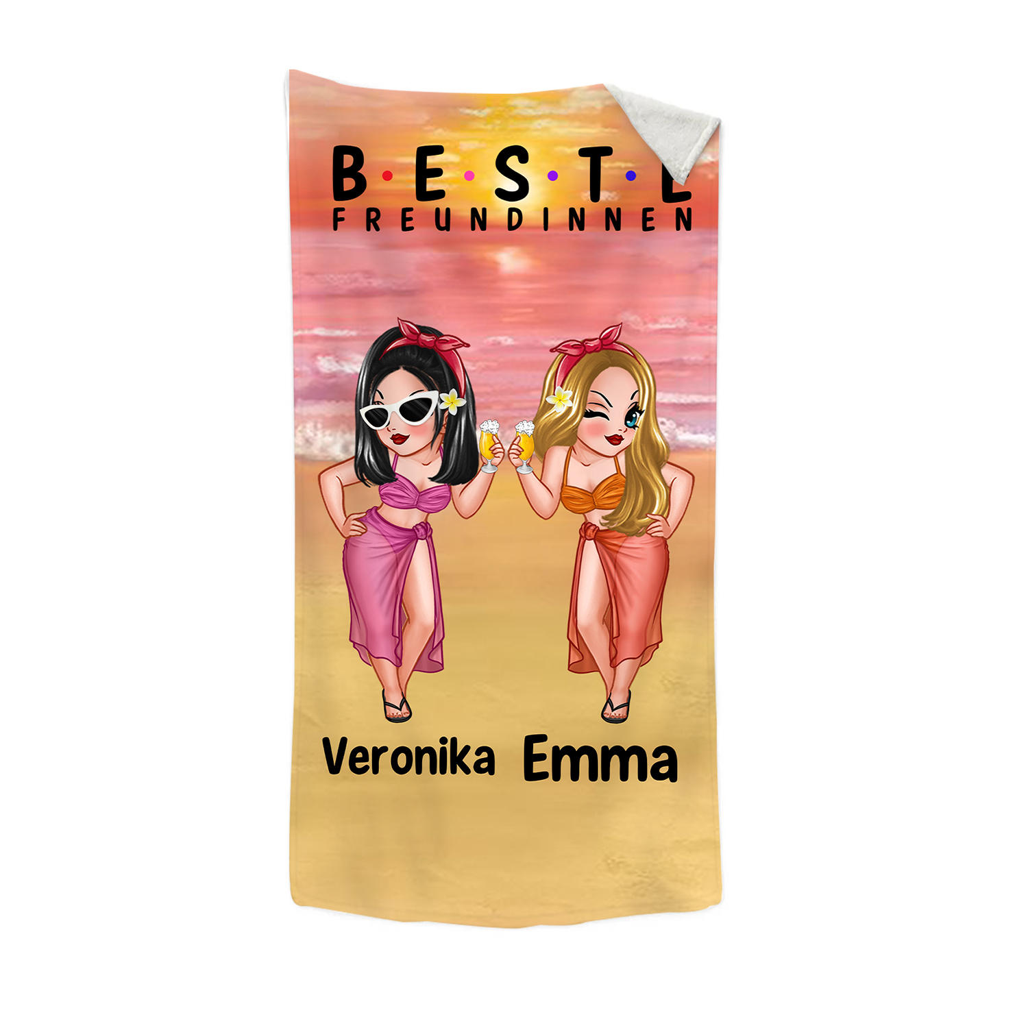 Personalisierte 2 Namen Surfbrett Polyester Somme Strandtuch Badetuch Geschenk für Freundin