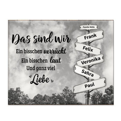 Familie Holzbild-Personalisierter 2 Namen &  Holzdekoration Das sind wir Ein bisschen verrückt Ein bisschen laut Und ganz viel Liebe