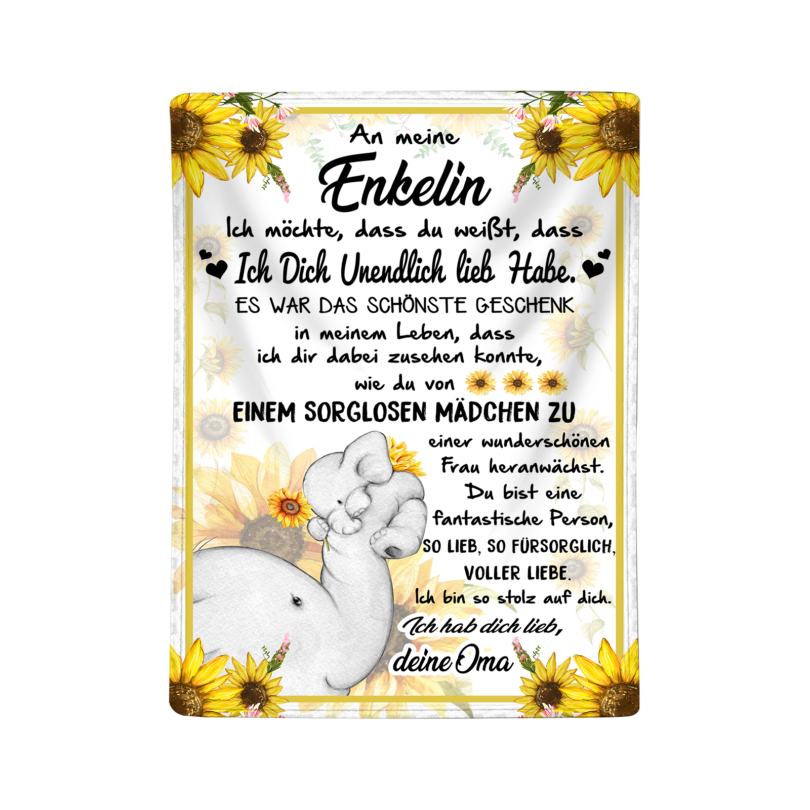 "An meine Enkelin" Decke -Tournesol