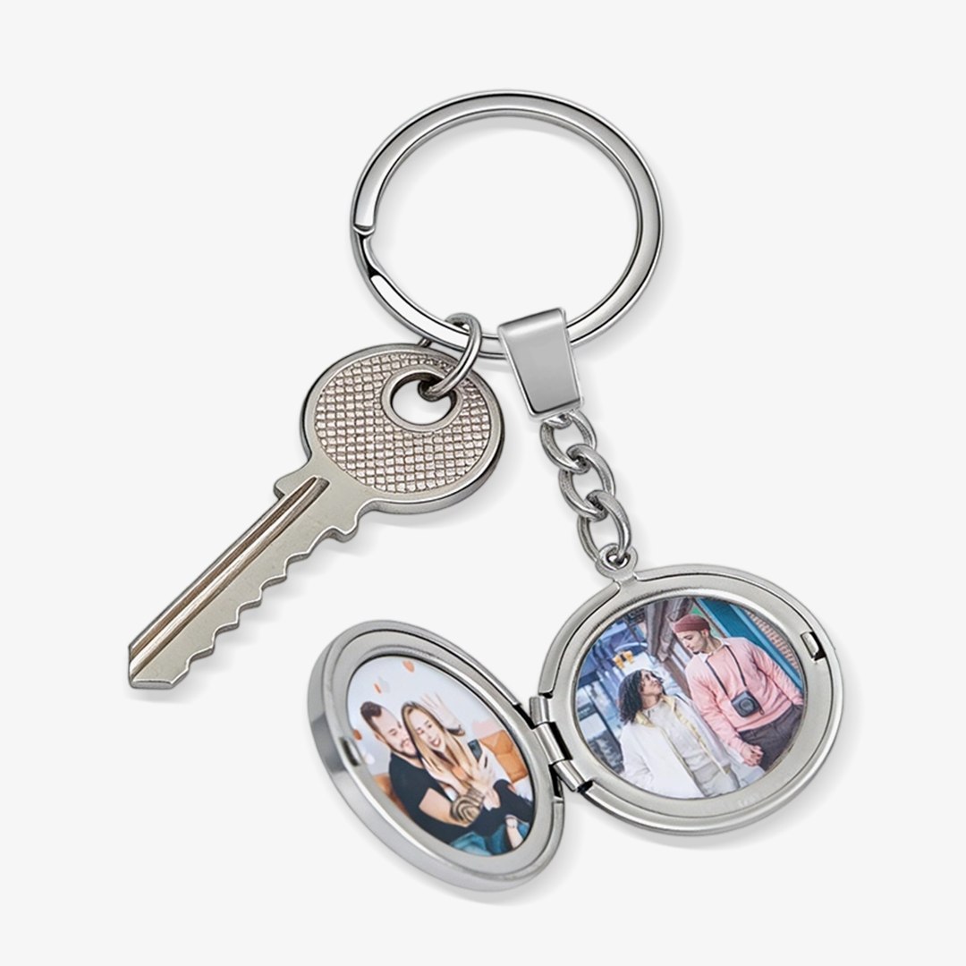 Personalisierbar 2 Fotos Medaillon Schlüsselanhänger Geschenk für Familie