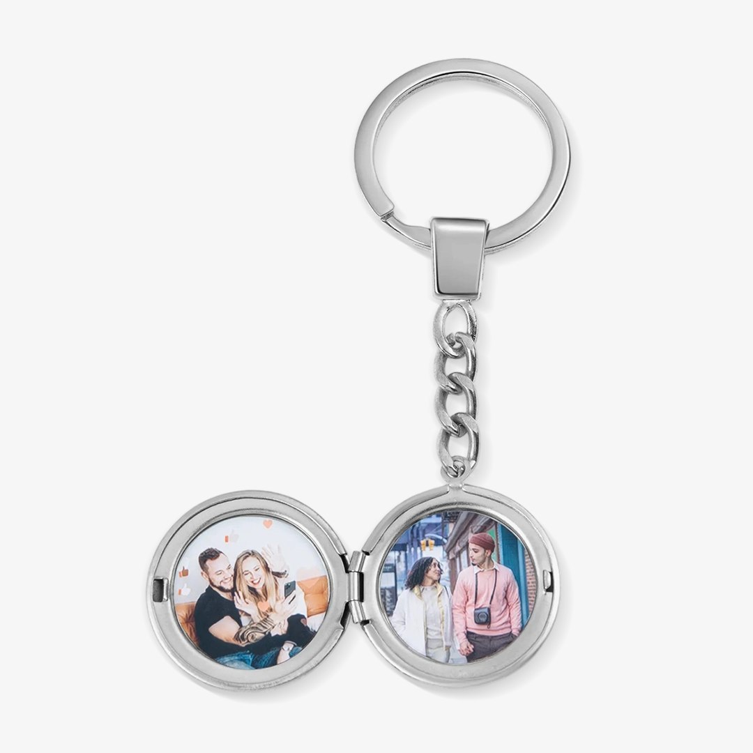 Personalisierbar 2 Fotos Medaillon Schlüsselanhänger Geschenk für Familie