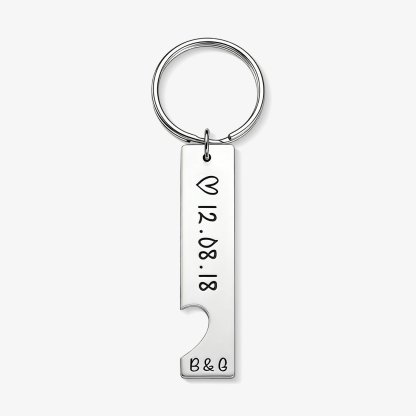 Personalisierbar 2 Buchstaben & Datum- Metall Paar Schlüsselanhänger