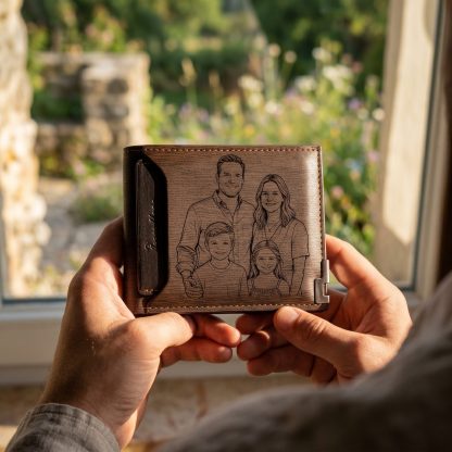 Personalisierte Herren‑Geldbörse mit Foto‑Gravur oder Monogramm Slim Bifold