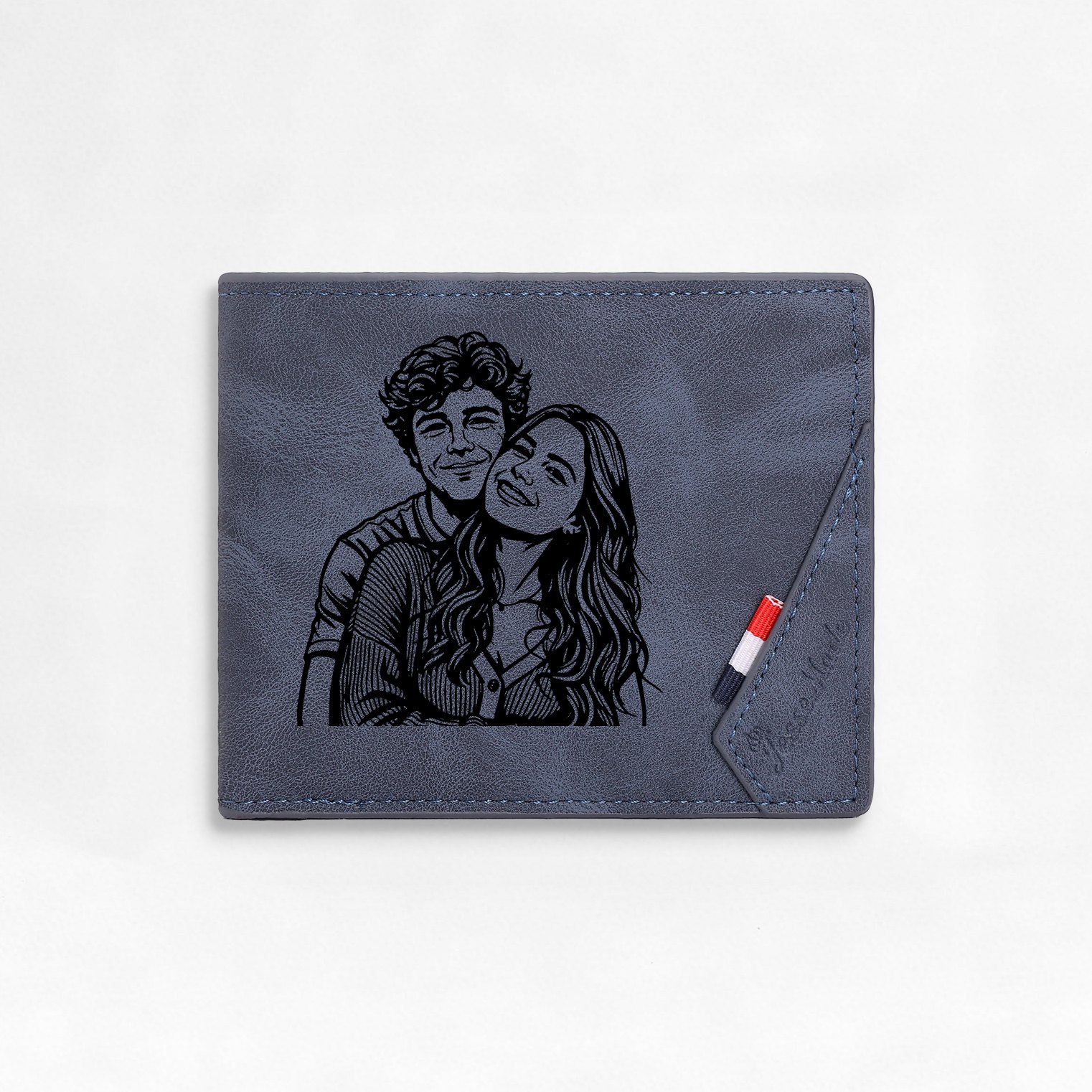 Personalisierte Herren‑Geldbörse mit Foto‑Gravur oder Monogramm Initiale