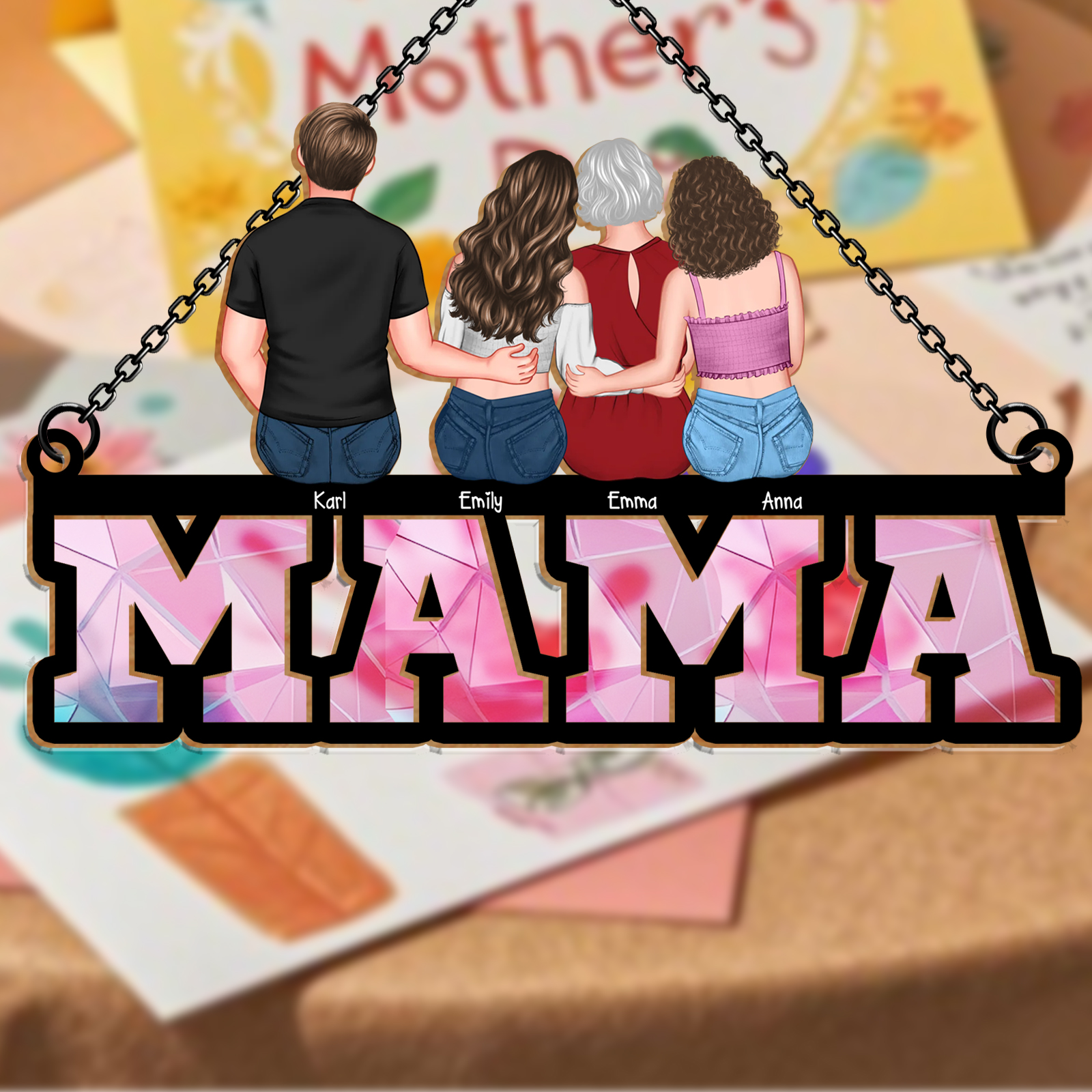 Personalisierter Plastik Anhänger-Mutter & Kinder-Pefektes Geschenk für Mama/Oma