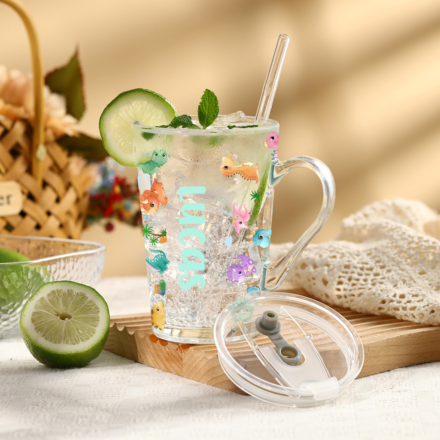 Glas Tasse-Personalisierter Name & Muster -Geschenk zum Schulanfang