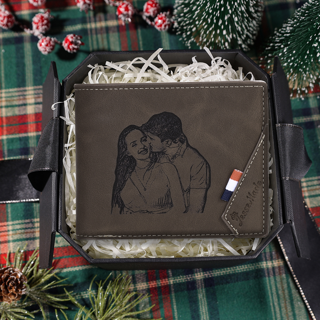 Personalisierte Foto & Name & 1 Buchstabe PU Leder Geldbörse