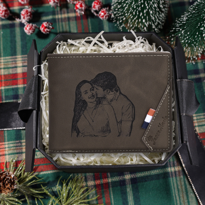 Personalisierte Foto & Name & 1 Buchstabe PU Leder Geldbörse