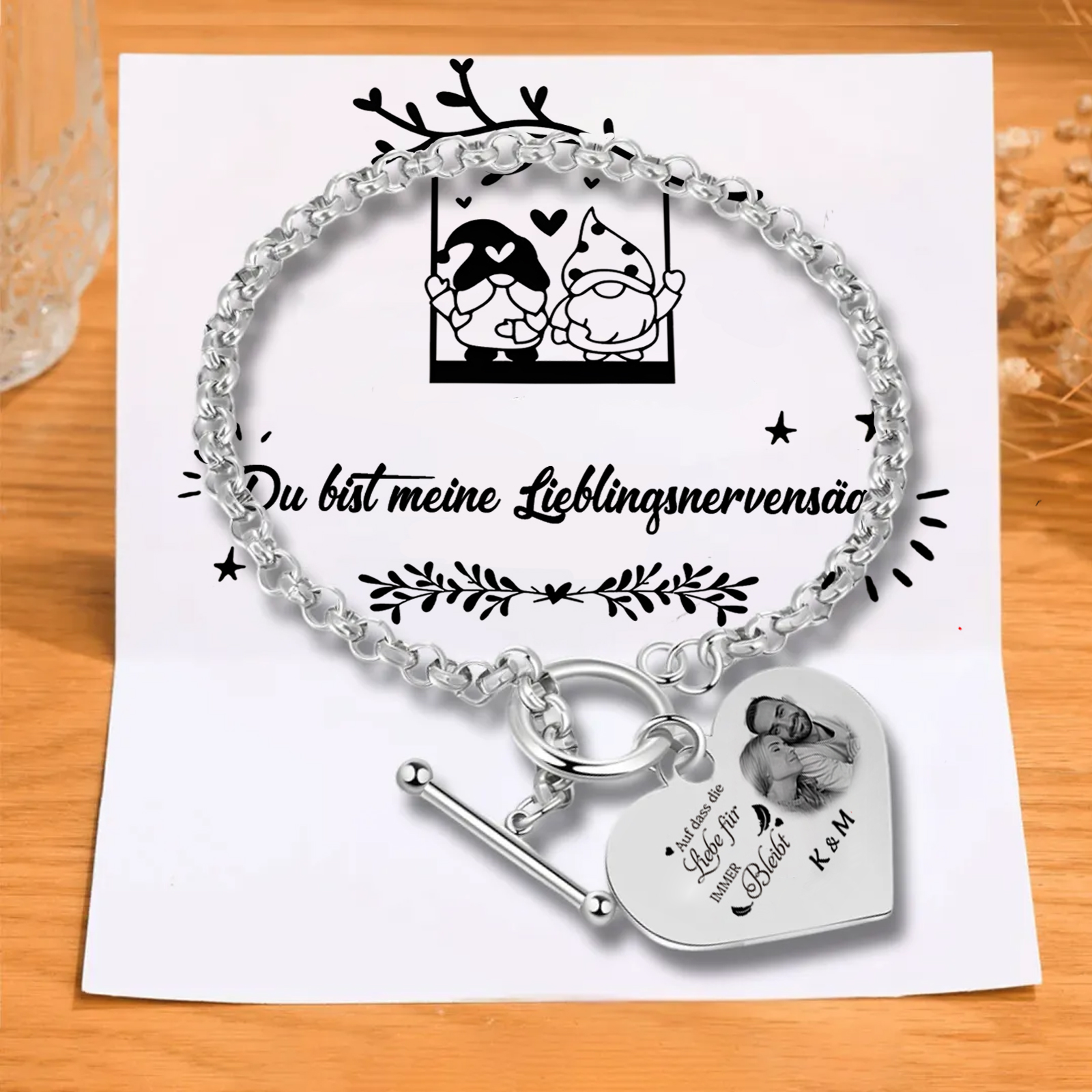 Kettenmachen Herren Personalisiertes Foto & Text Armband-Ich gehöre Ihnen, keine Rückgabe oder Rückerstattung-Geschenk mit Nachrichtenkarte 21.99