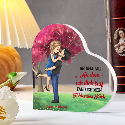 Personalisierte 2 Namen Herz Acryl-Deko Schreibtischdekoration –Ich liebe dich für immer und ewig– Geshenk für Paar