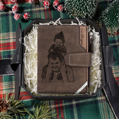 Herren Personalisierte Foto & Name & Buchstabe PU Leder Braun Geldbörse mit Reißverschluss