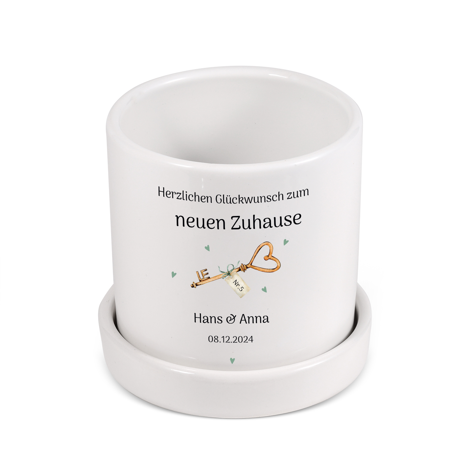 Personalisierbare 3 Texte & Nummer Liebespaar Blumentopf Einweihungsgeschenk Geschenk für ein neues Zuhause